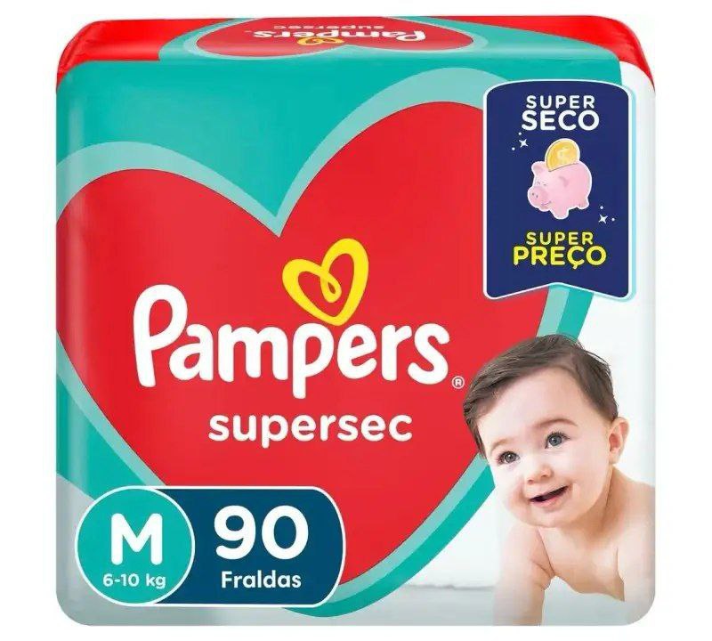Fralda Pampers Supersec M com 90 unidades
