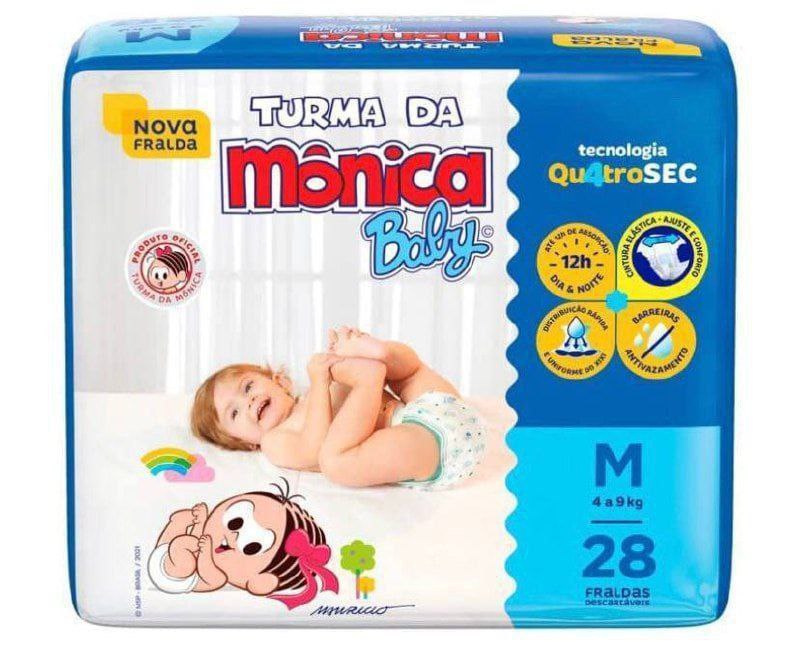 Fralda Turma da Mônica Baby Jumbo M 28 Unidades