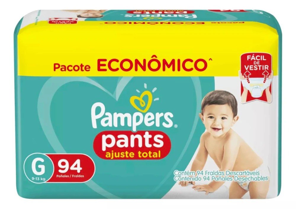 Fraldas Pampers Ajuste Total Pants G com 94