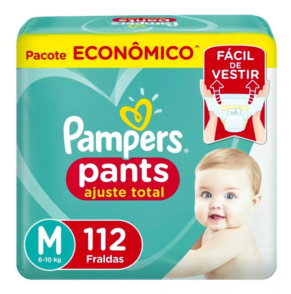 Fraldas Pampers Ajuste Total Pants M com 112