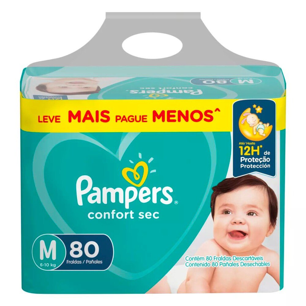 Fraldas Pampers Confort Sec M com 80