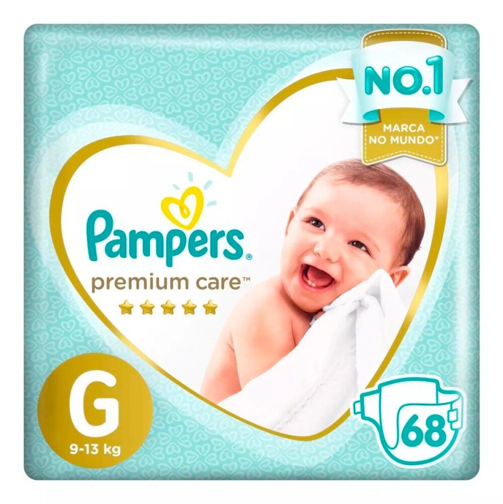 Fraldas Pampers Premium Care  G com 68 Unidades