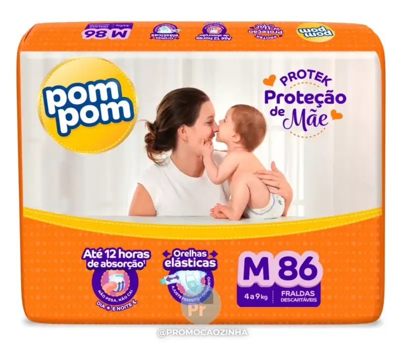 Fraldas Pom Pom Protek M - 86 unidades