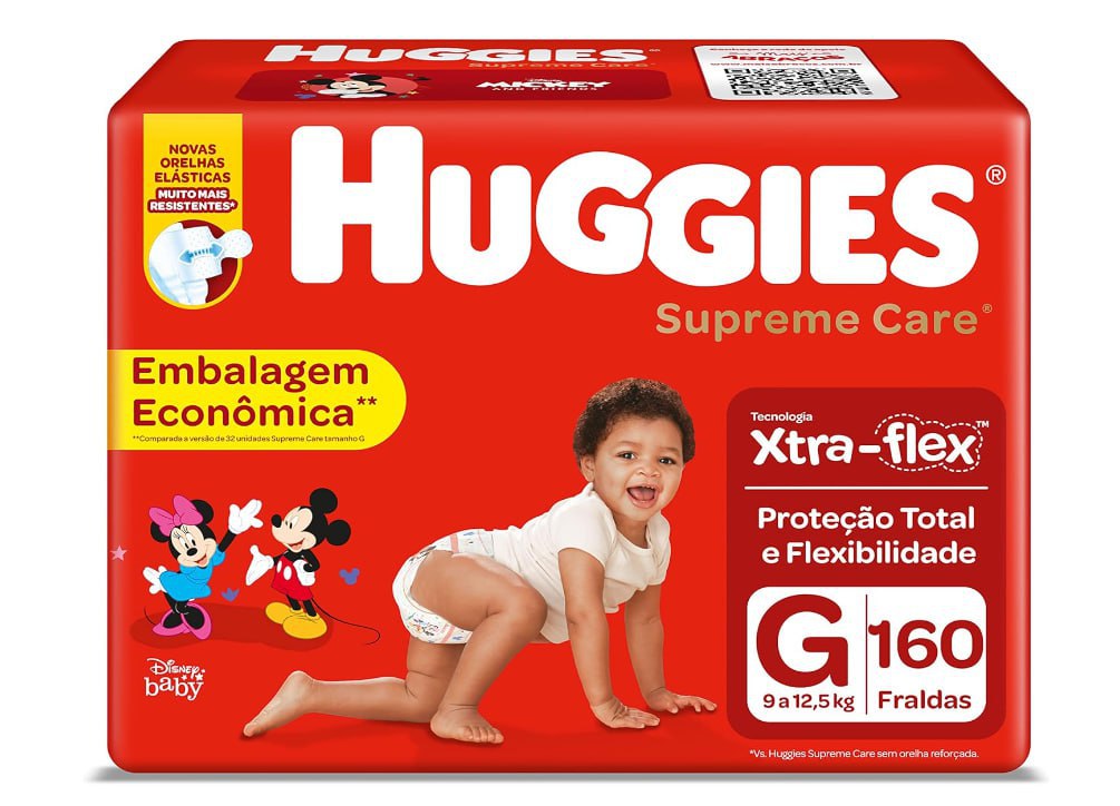 HUGGIES Fralda Supreme Care G - 160 fraldas, Cor: Vermelho
