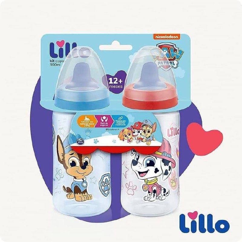 Kit 2 Copos de Treinamento Patrulha Canina Azul/Verm - Lillo