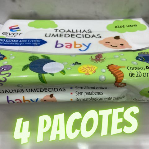 Kit Lenço Umedecido Ever Care Baby 192 unidades (4 pacotinhos com 48 unidades cada)