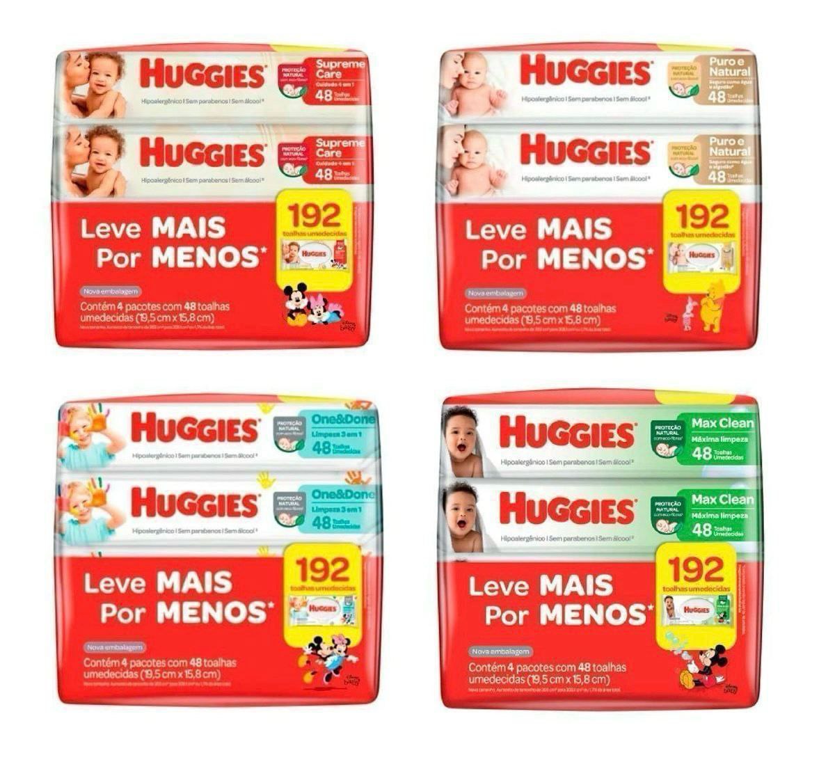 Kit Lenços Umedecidos Huggies 192 Unidades