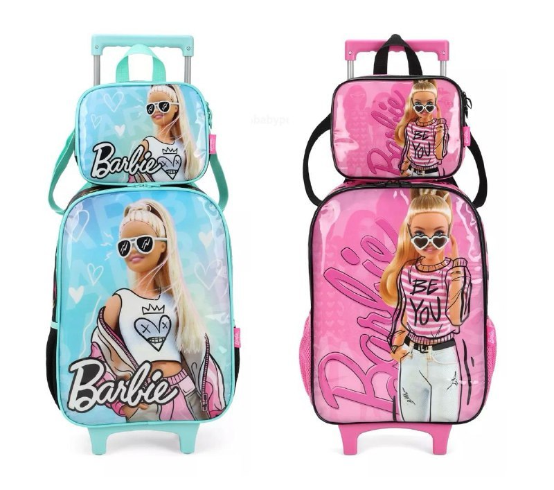 Kit Mochila De Rodinhas Barbie + Lancheira Luxcel