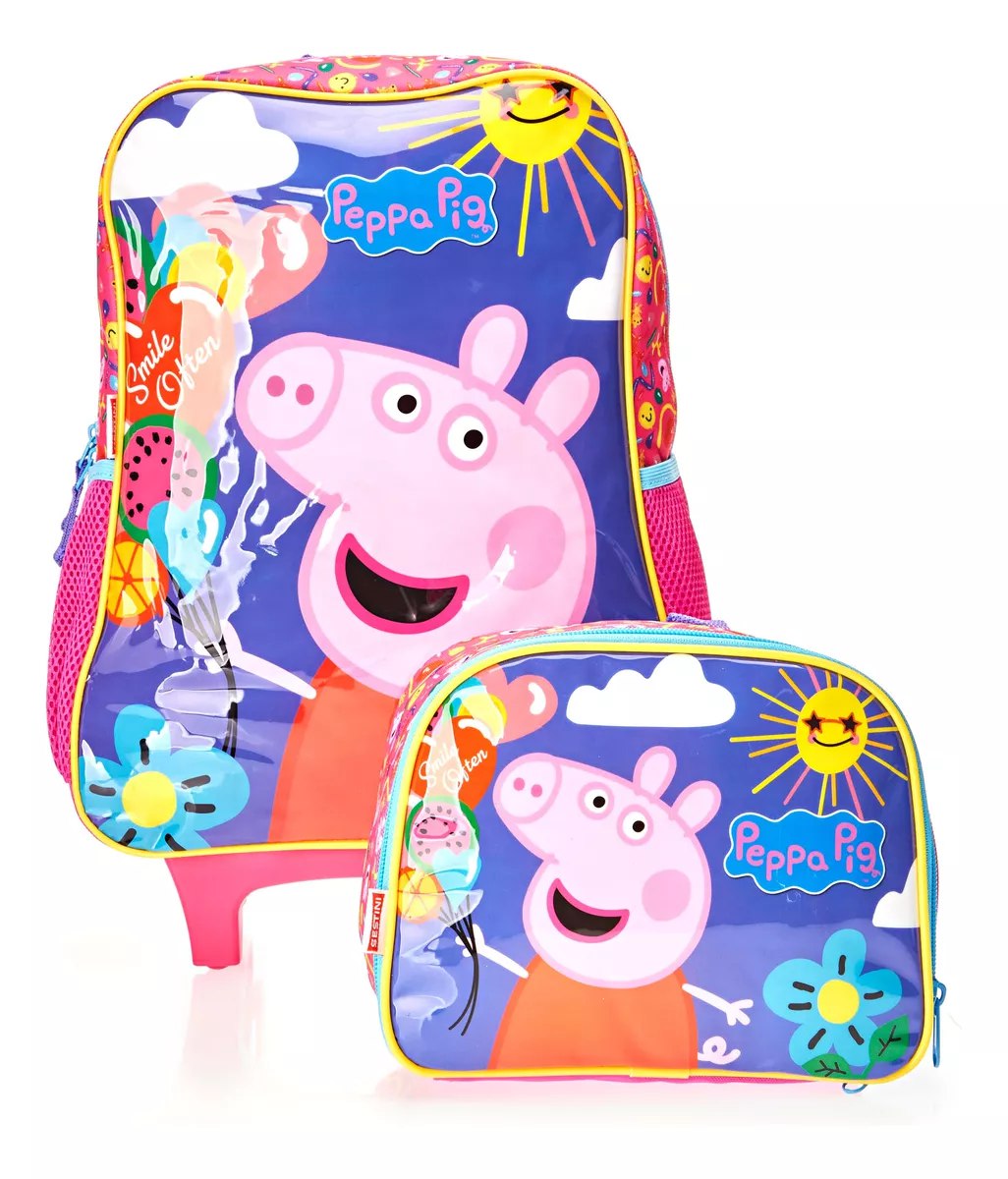 Kit Mochilete e Lancheira Grande Peppa Sestini
