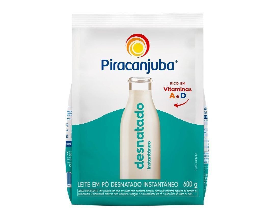 Leite Pó Desnatado Instântaneo Piracanjuba Pouch 600g