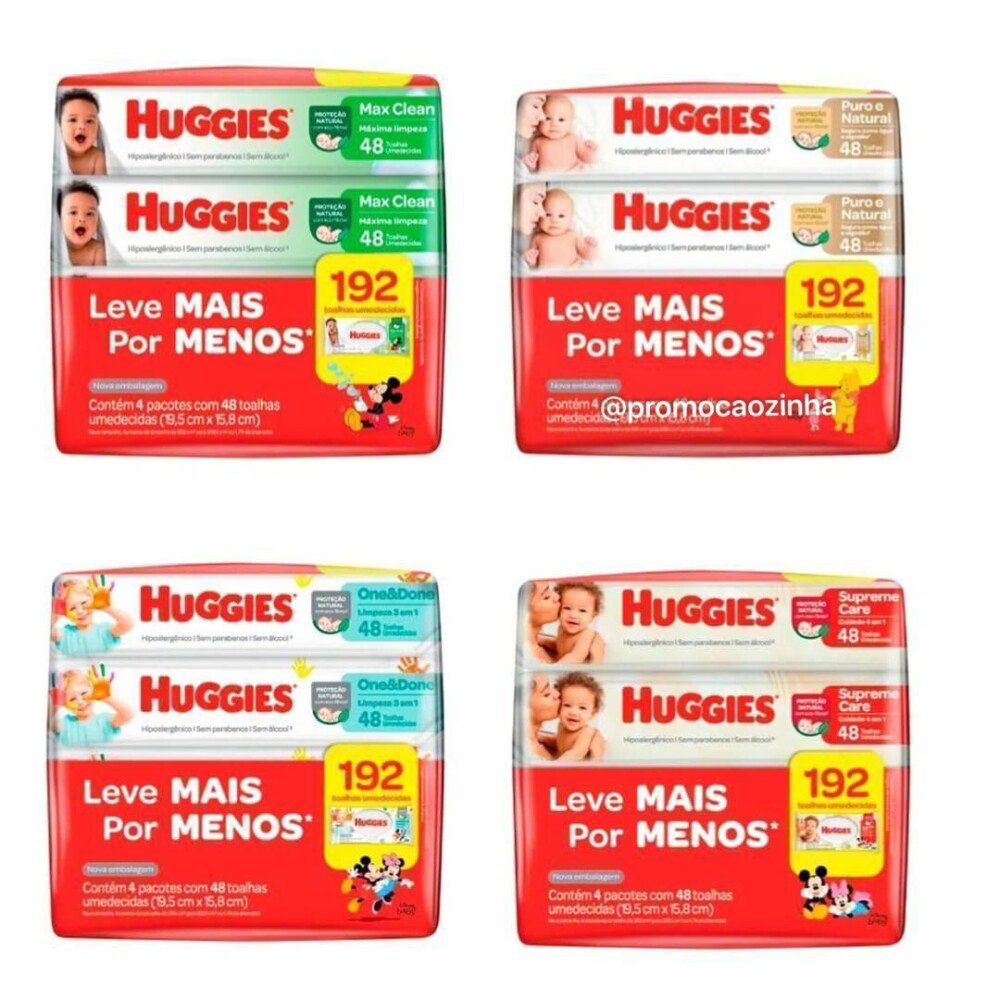 Lenço Umedecido Huggies 192 Unidades (4 pacotes)