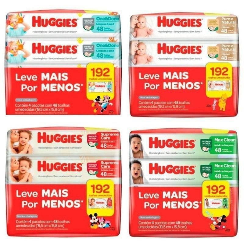 Lenço Umedecido Huggies 192 Unidades (4 pacotes)