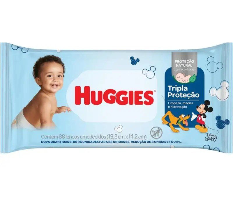 Lenço Umedecido Huggies Tripla Proteção Regular 88 unidades