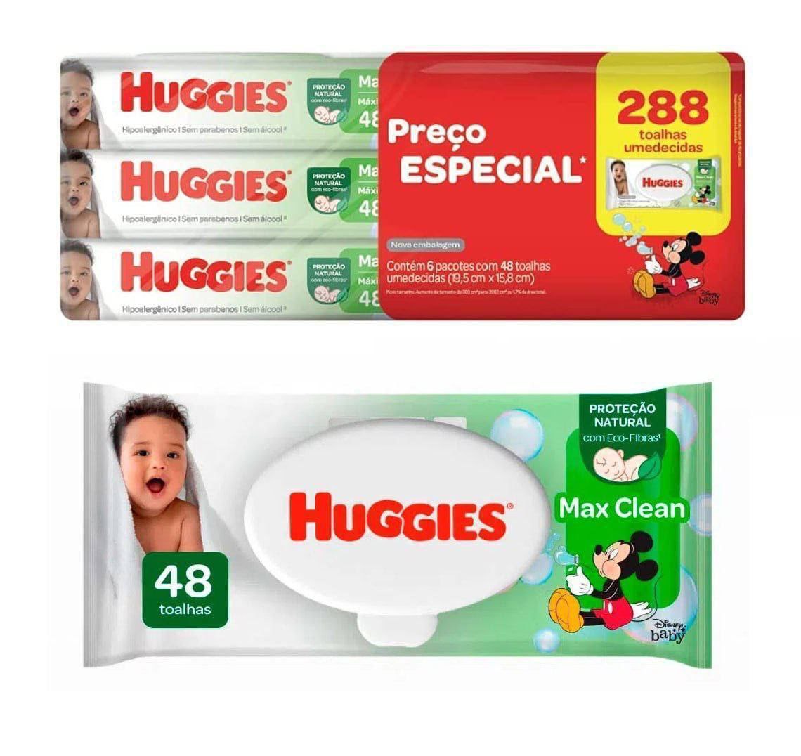 Lenços Umedecidos Huggies Max Clean 288 lenços (6 pacotes com 48 unidades cada)