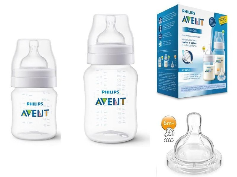 Mamadeira ANTICOLIC 125ML + 260ML + BICO 4 Philips Avent 809/16