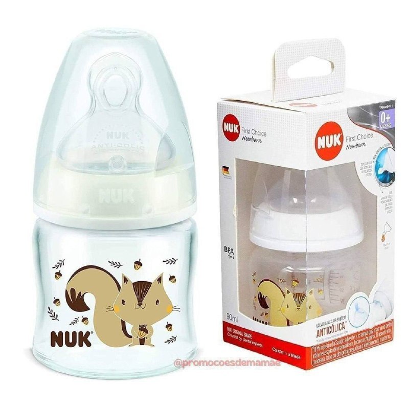 Mamadeira FC Newborn S1 - Neutral - NUK, Branco, 90 ml