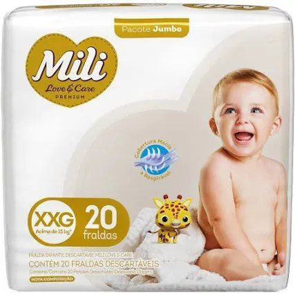 Mili Fralda Love & Care Jumbo Tamanho Xxg 1X20