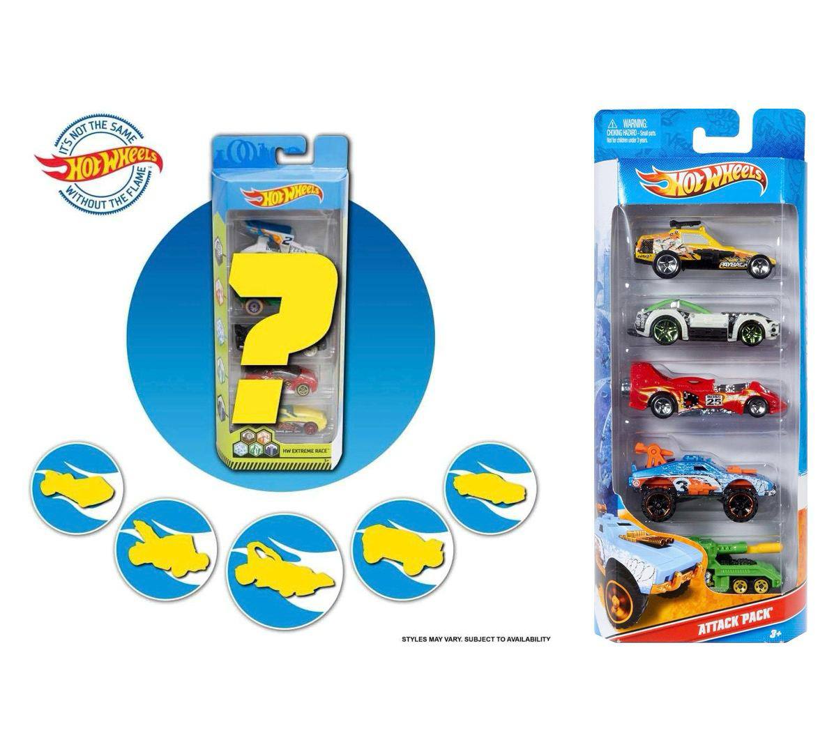 Pacote 5 Carros Sortidos Hot Wheels Mattel