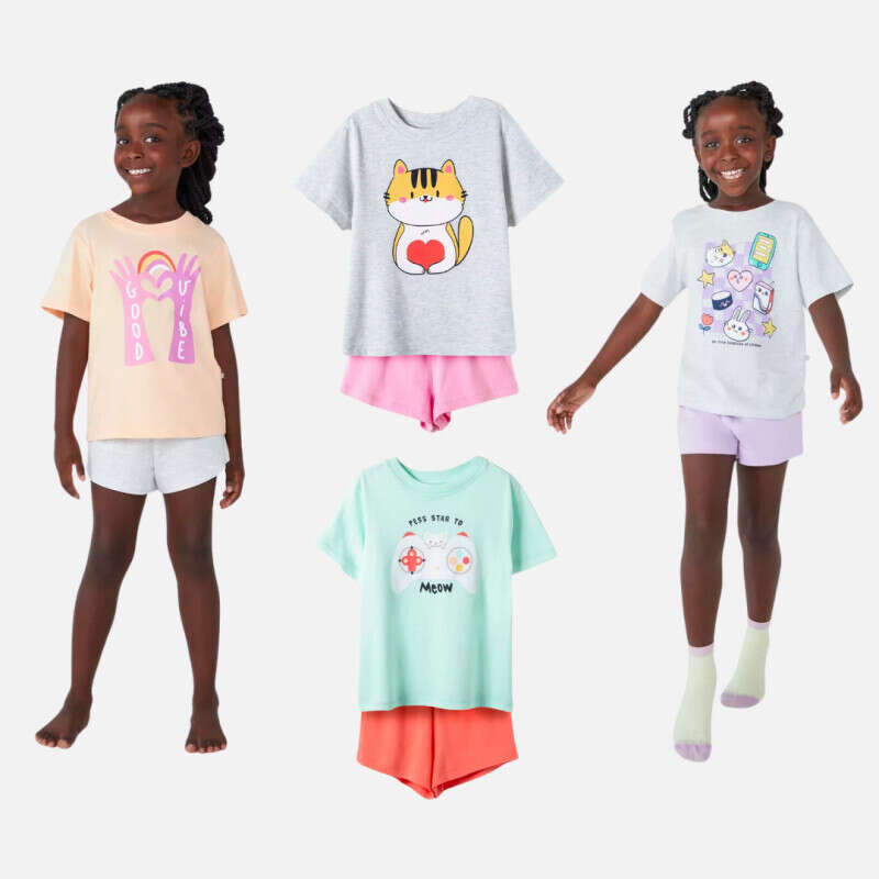 Pijama Infantil Menina Curto Com Estampa Hering - Vários modelos