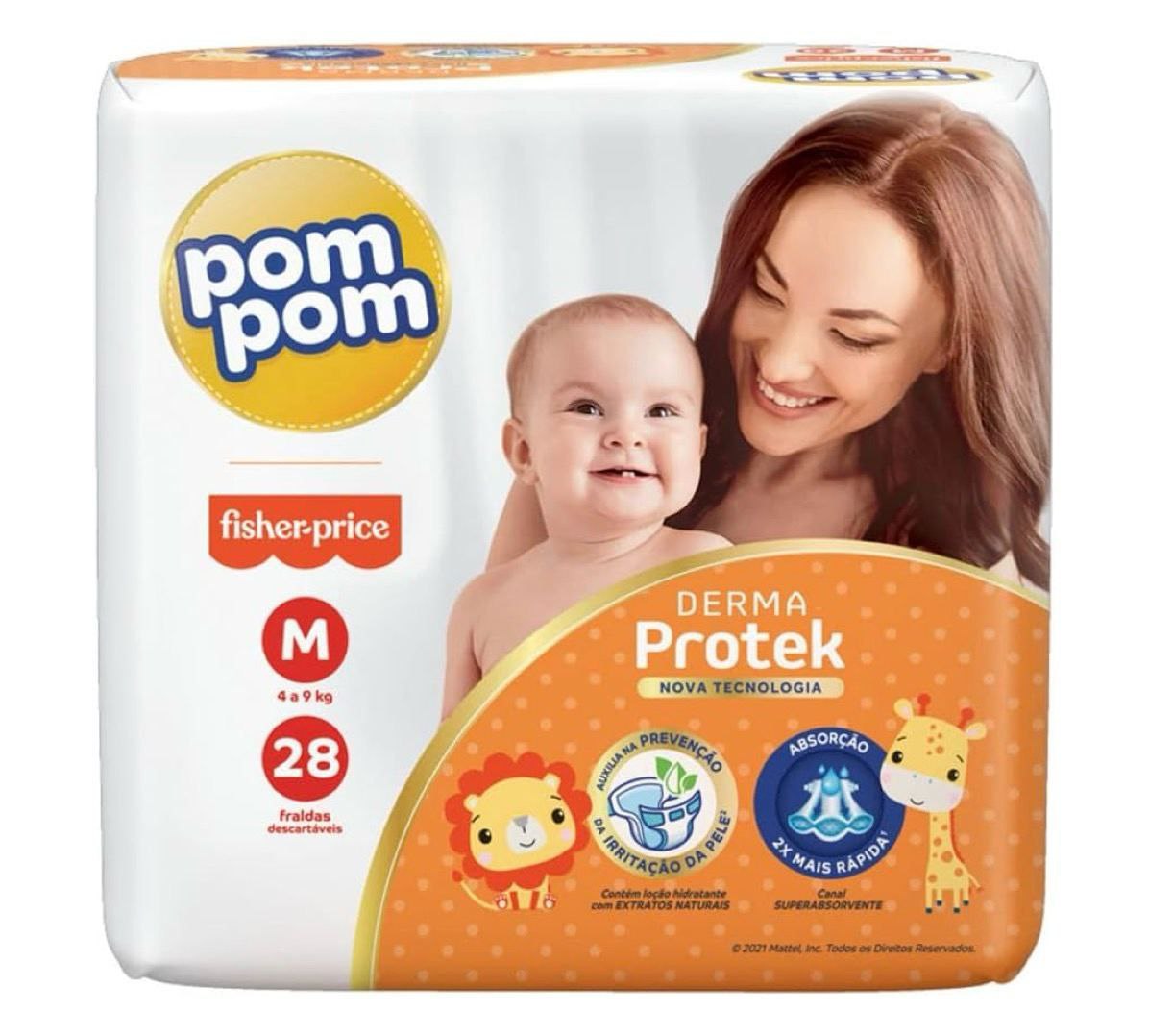 Pom Pom Fralda Protek Jumbo M 28 Unidades