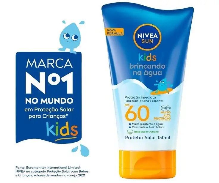Protetor Solar NIVEA SUN Kids Swin & Play FPS60 150ml, Nivea