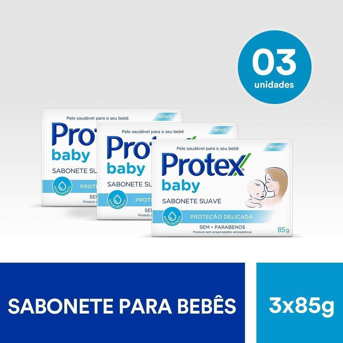 Protex Sabonete Em Barra Para Bebê Baby Delicate Care 85G 3 Unidades