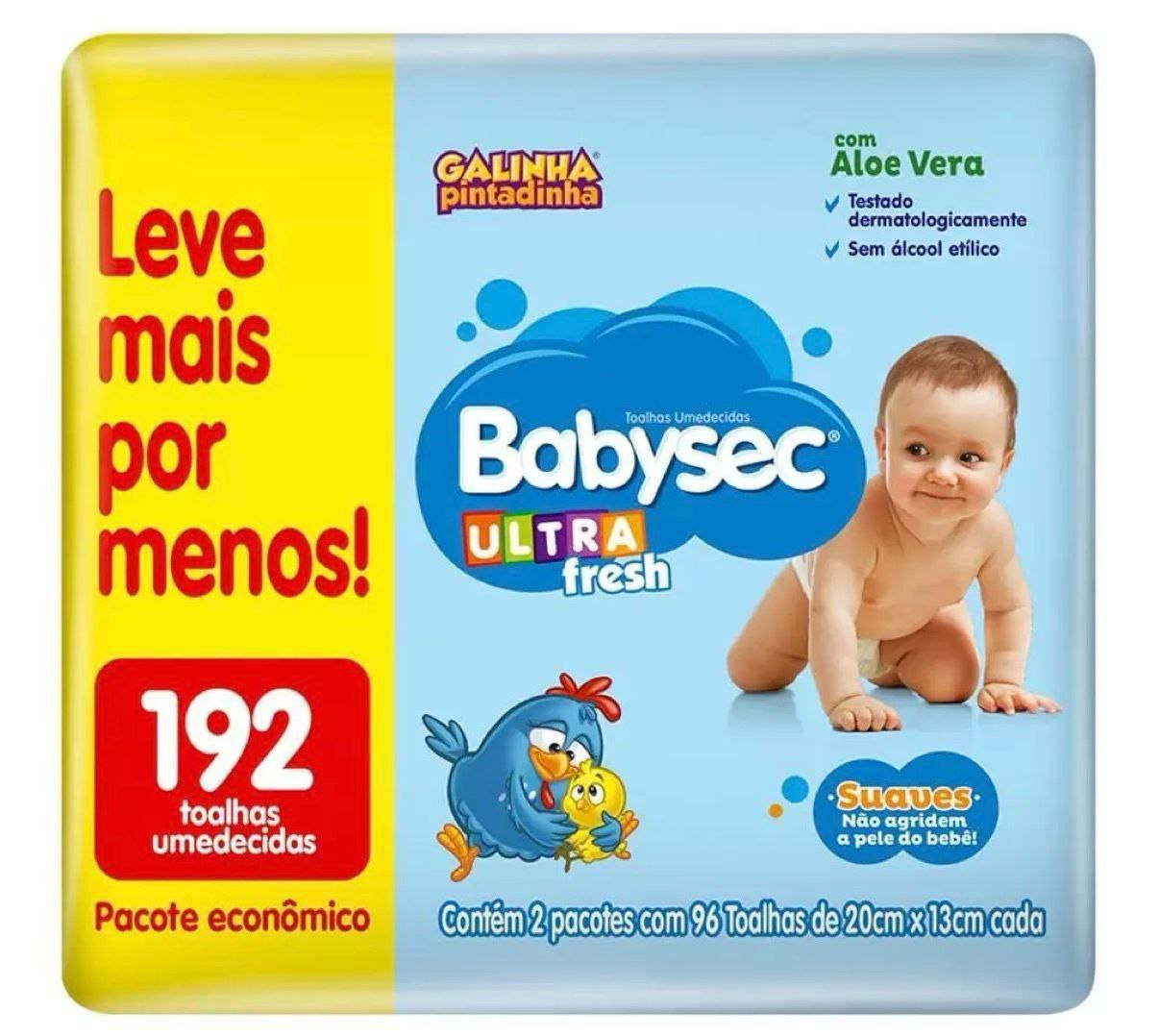 Toalha Umedecida Babysec Ultrafresh 192 Unidades (2 pacotes com 96 unidades cada)