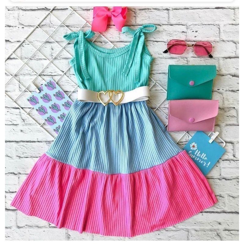 Vestido feminino infantil menina veste 2 ao 14.Criança Linda