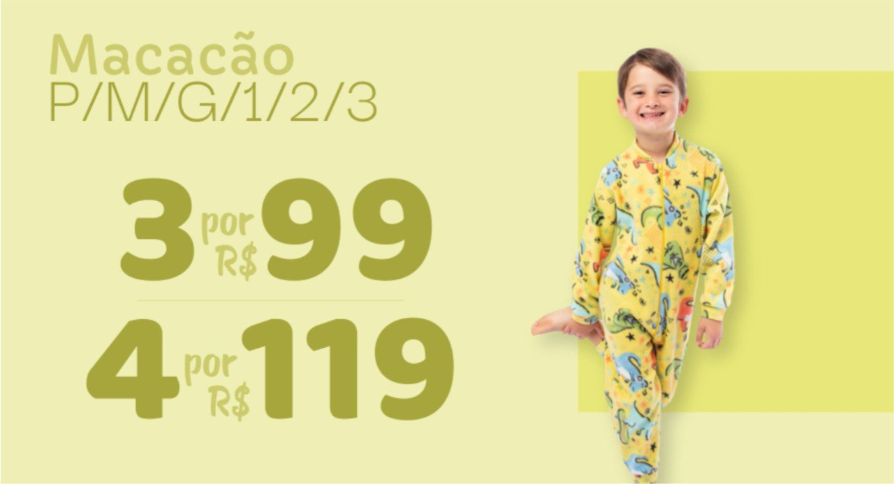 3 Macacão Soft do P ao 3