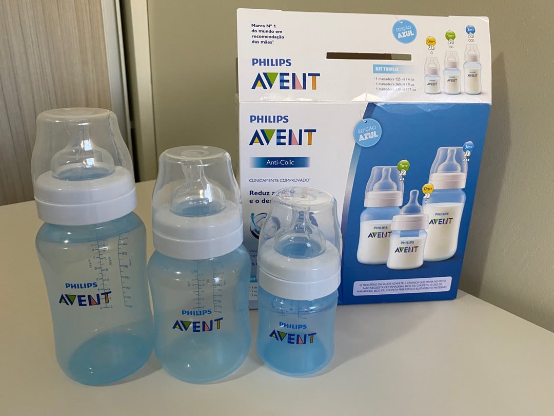 AVENT Kit Avent Classic+ 3 Mamadeiras Azul 125, 260, 330ml Philips Avent