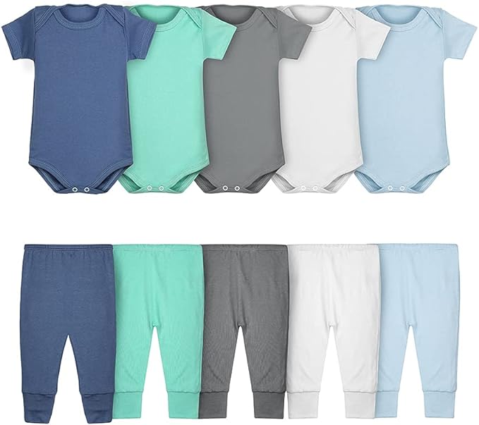 😍 Body Bebê e Calça Mijão Kit 10 Peças Manga Curta