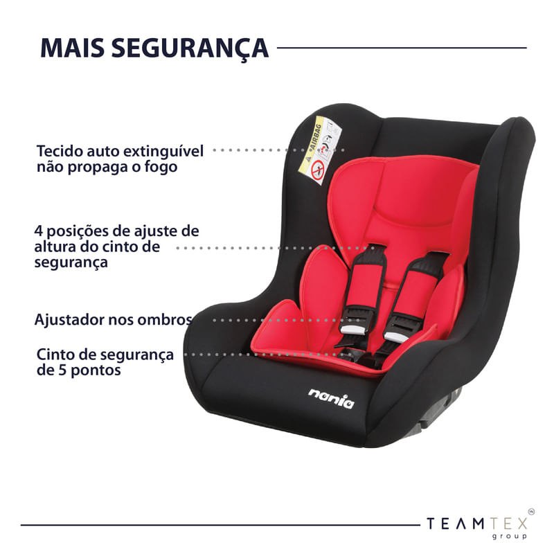 Cadeira para Auto Nania Trio Fonce Vermelha Suporta 25 kg