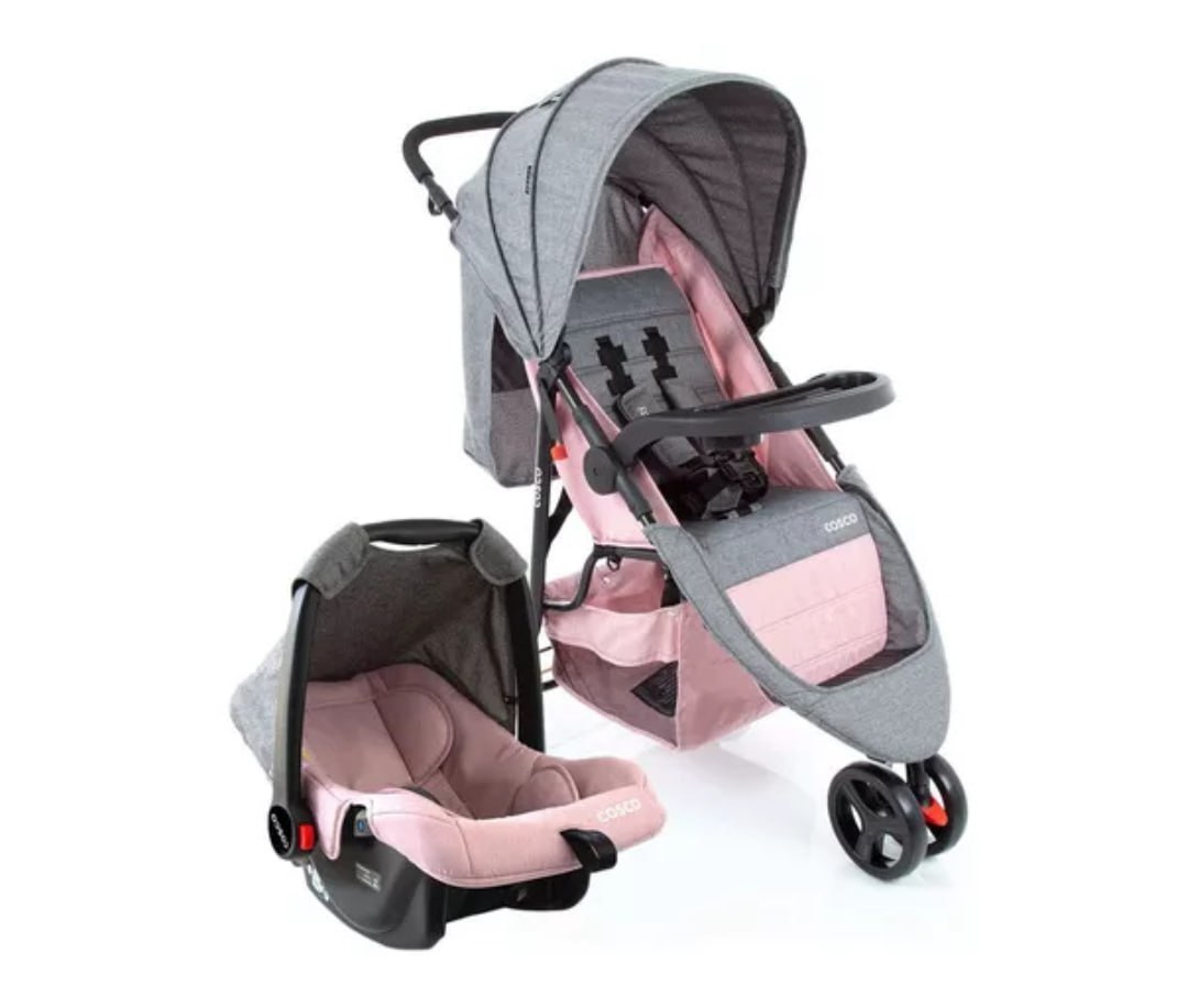 Carrinho Travel System Jetty Duo Rosa Mescla Cosco