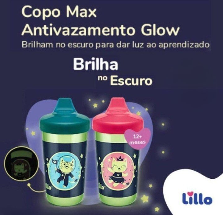Copo Antivazamento Max Brilha no Escuro 320ml Lillo