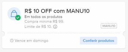Cupom de 10 comprando acima de 99