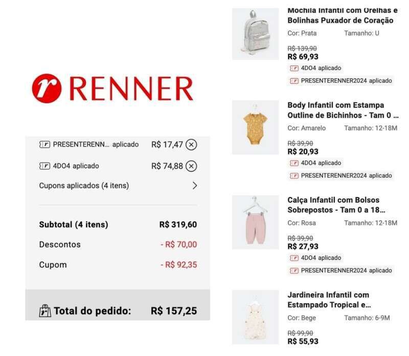 Cupons Acumulando na Renner!