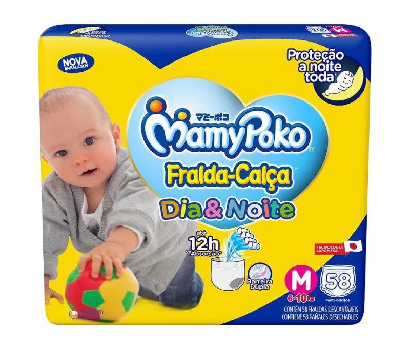 Fralda-Calça MamyPoko Dia & Noite M 58 Unidades