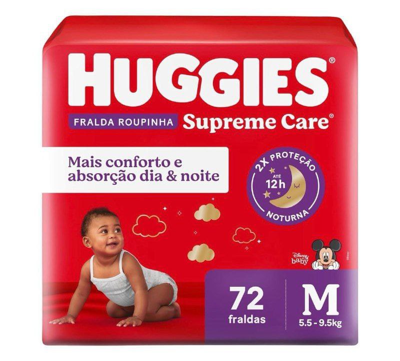 Fralda Huggies Supreme Care Roupinha M 72 unidades