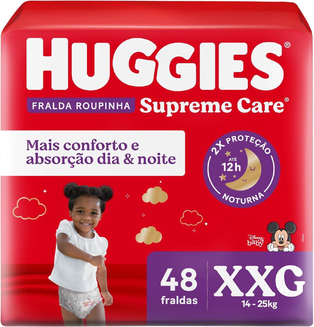 Fralda Huggies Supreme Care Roupinha XXG com 48 fraldas