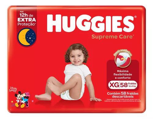 Fralda Huggies Supreme Care Xg com 58 unidades