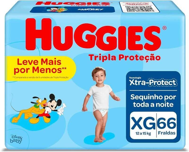 Fralda Huggies Tripla Proteção  XG com 66 unidades