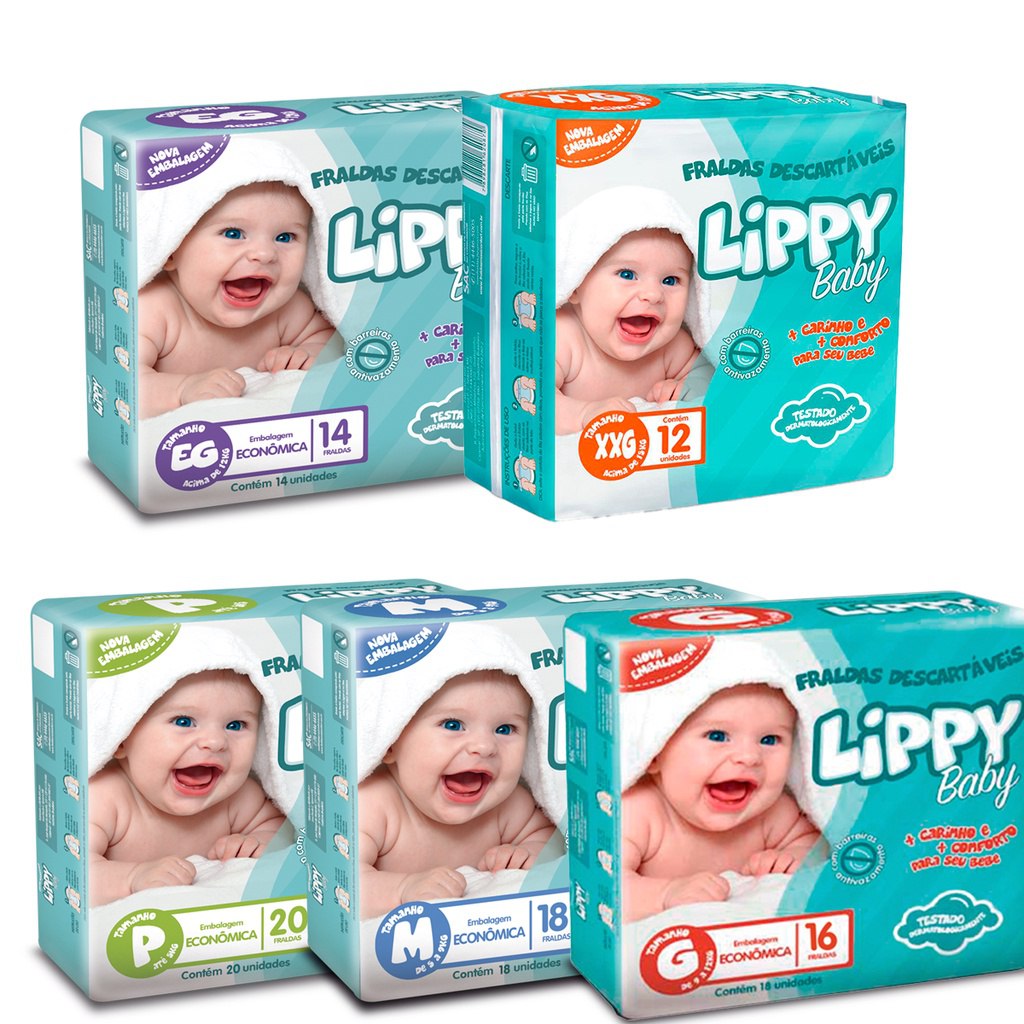 Fralda Infantil Lippy Baby UN P/M/G/EG/XXG Direto Da Fábrica