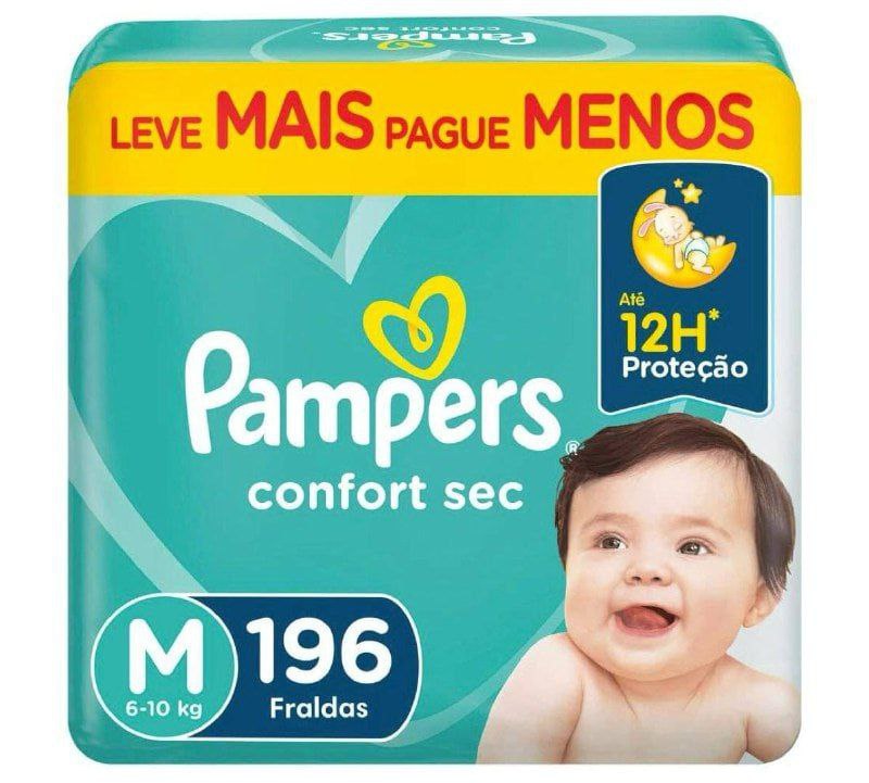 Fralda Pampers Confort Sec M 196 Unidades