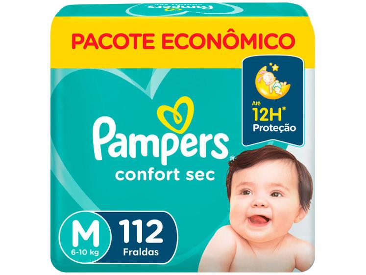 Fralda Pampers ConfortSec Tam. M 6 a 10Kg - 112 fraldas