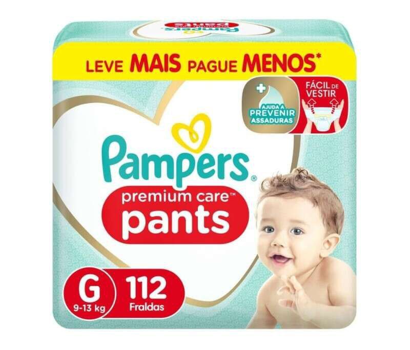 Fralda Pampers Pants Premium Care G com 112 unidades