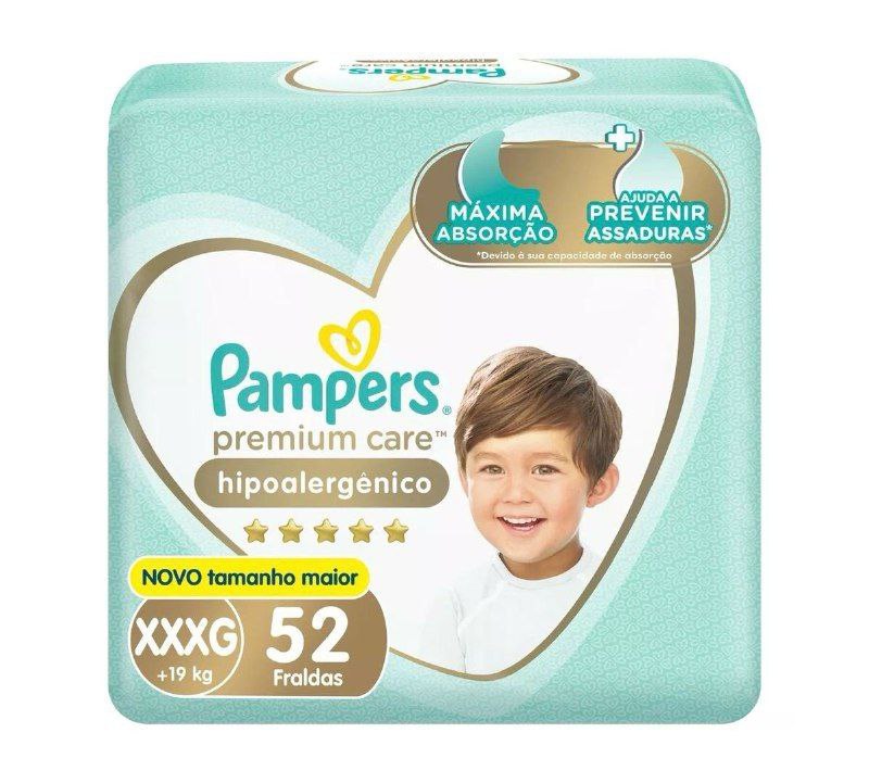 Fralda Pampers Premium Care XXXG 52 unidades (Lançamento +19kg)