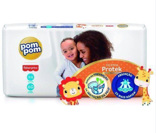 Fralda Pom Pom Protek Proteção de Mãe Hiper XG 60 Unidades