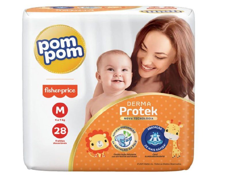 Fralda Pom Pom Protek Proteção de Mãe Jumbo M 28 Unidades