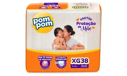 Fralda Pom Pom Protek Proteção de Mãe Mega XG 38 Unidades
