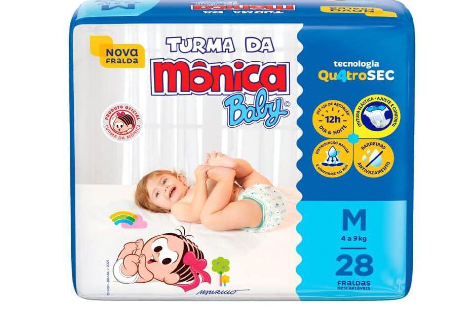 Fralda Turma da Mônica Baby Jumbo M 28 Unidades